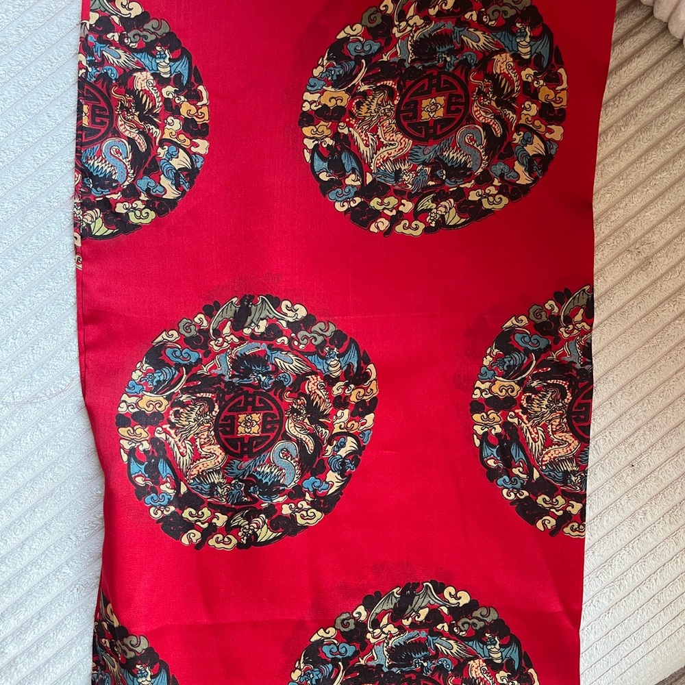 Red Patterned Scarf - Picture 3 of 6